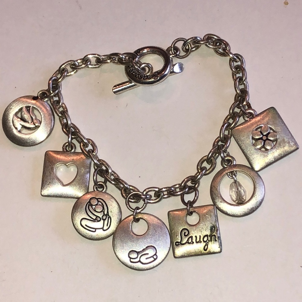 Seasons of Life Satin Silver Tone Mother Charm Bracelet